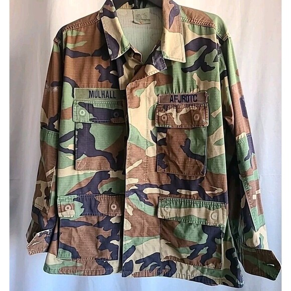 Authentic Air Force Woodland Fatigue Shirt Military Thrifted Streetwear ROTC - Picture 1 of 9